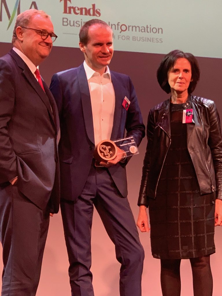 Ronald Gobert reçoit le Trends Sales & Marketing Award 2019.